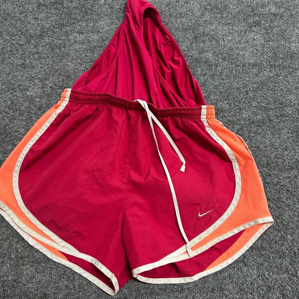 Nike Shorts Womens Size S Pink Orange Dri-Fit Running Athletic Mesh Trim Workout